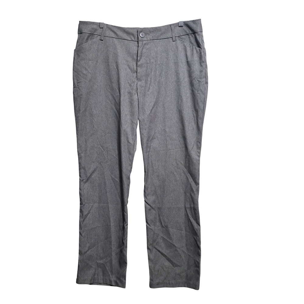 Lee Womens Gray Wrinkle Free Straight Leg Dress Pants Trousers Plus Size 18W